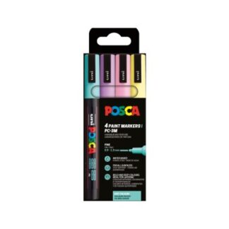 Uni Posca Set Pastell à 4 Farben, 0.9-1.3mm, Rundspitze, PC-3M