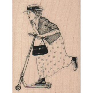 Holzstempel "Lady auf Scooter"